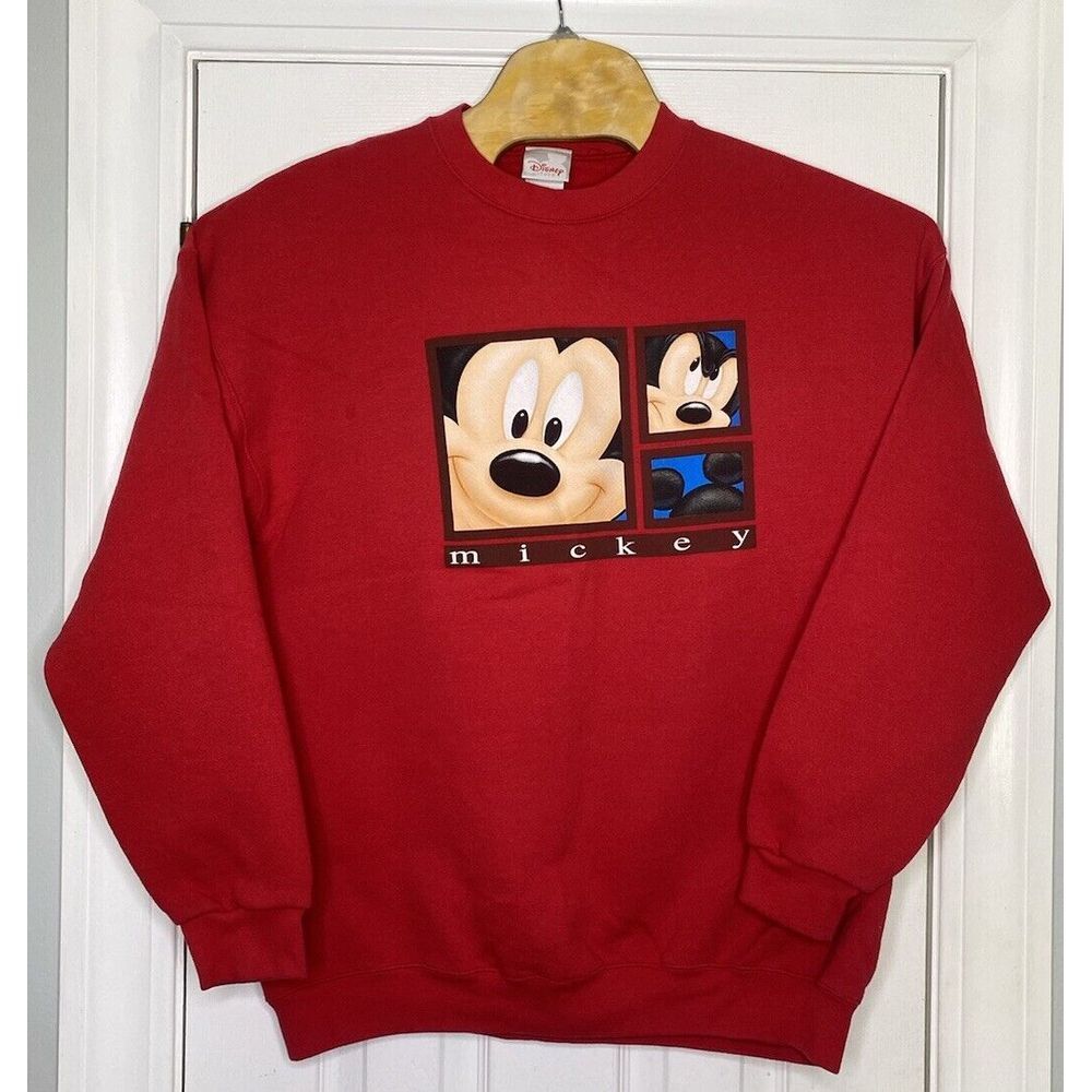 Vintage Disney Store Unisex Mickey Mouse‎ Pullover Sweatshirt Red XL